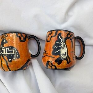 Mana Pottery Mug/ Coffee Cup, signed Apache U.S.A. 1948/ 1980 (set of 2)